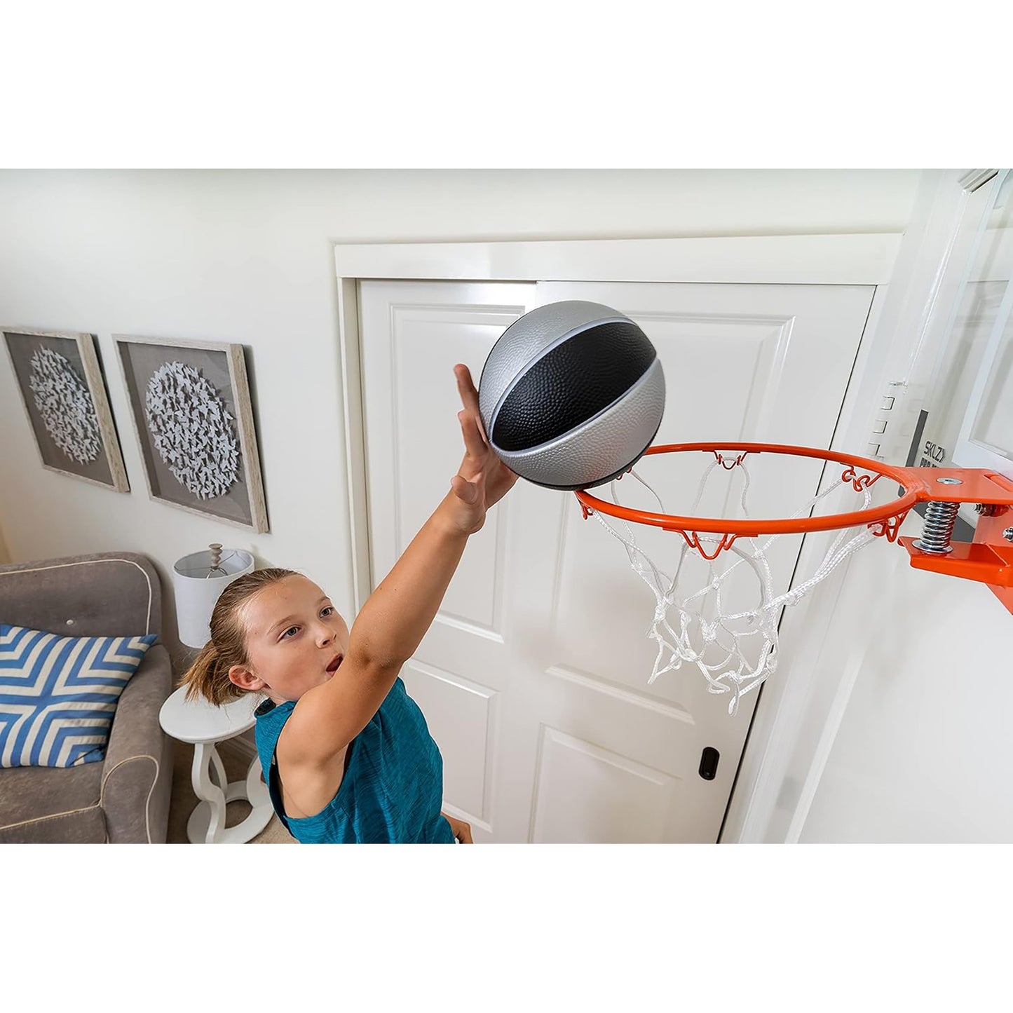 new SKLZ 5" Pro Mini Hoop Swish Foam Basketball - Black/Silver