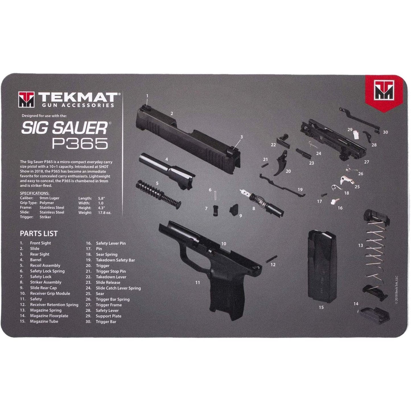 new TekMat Gun Cleaning Mat - 17" X 11" - Sig Sauer P365