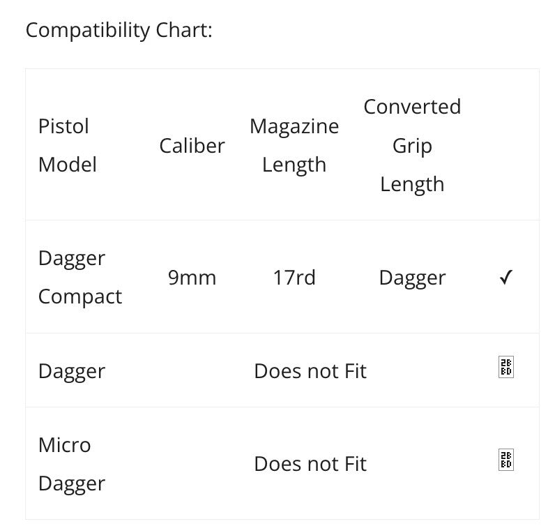 new XTech Tactical Mag-Adapt 19-17 DC Magazine Sleeve Adapter for PSA Dagger Compact