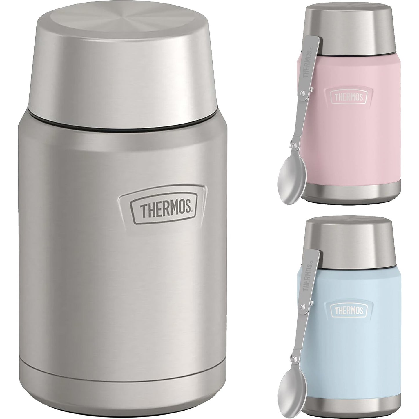 new Thermos 24 oz. Icon Vacuum Insulated Stainless Steel Food Jar Spoon