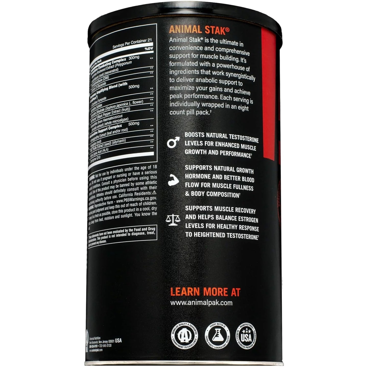 new Universal Nutrition Animal Stak - 21 Packs - Non-hormonal Supplement
