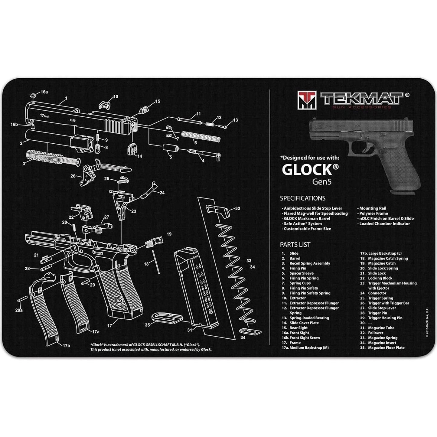 new TekMat Ultra Premium Gun Cleaning Mat - 20" X 15" - Glock Gen 5