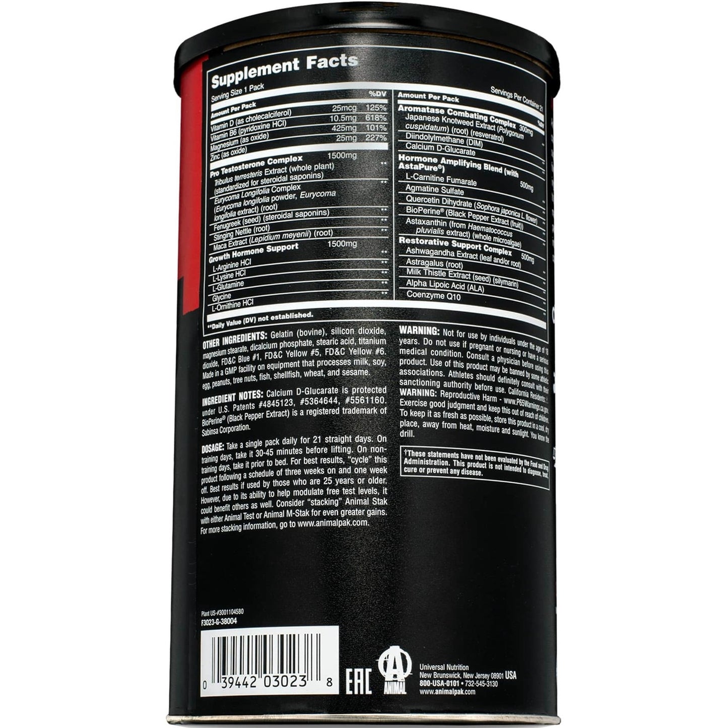 new Universal Nutrition Animal Stak - 21 Packs - Non-hormonal Supplement