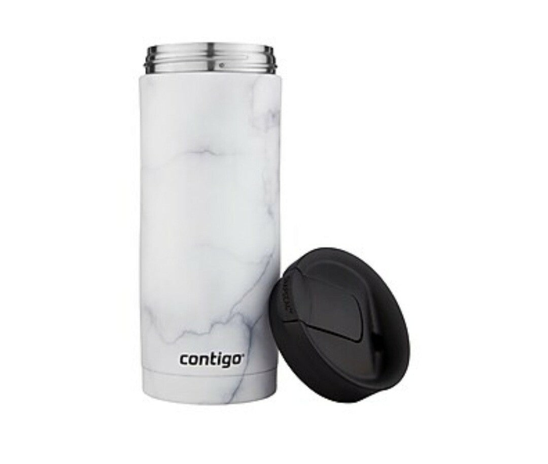new Contigo Huron 16Oz White Marble Travel Mug Insulated Leak Proof Lid Stylish D...