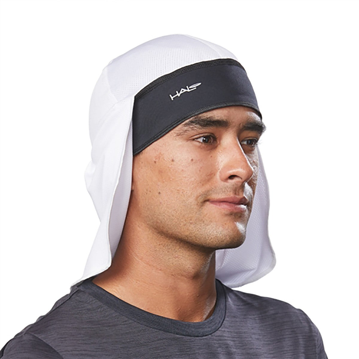new Halo Headband Solar Skull Cap and Tail - White