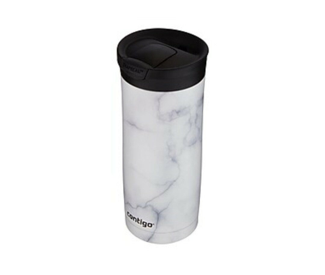 new Contigo Huron 16Oz White Marble Travel Mug Insulated Leak Proof Lid Stylish D...