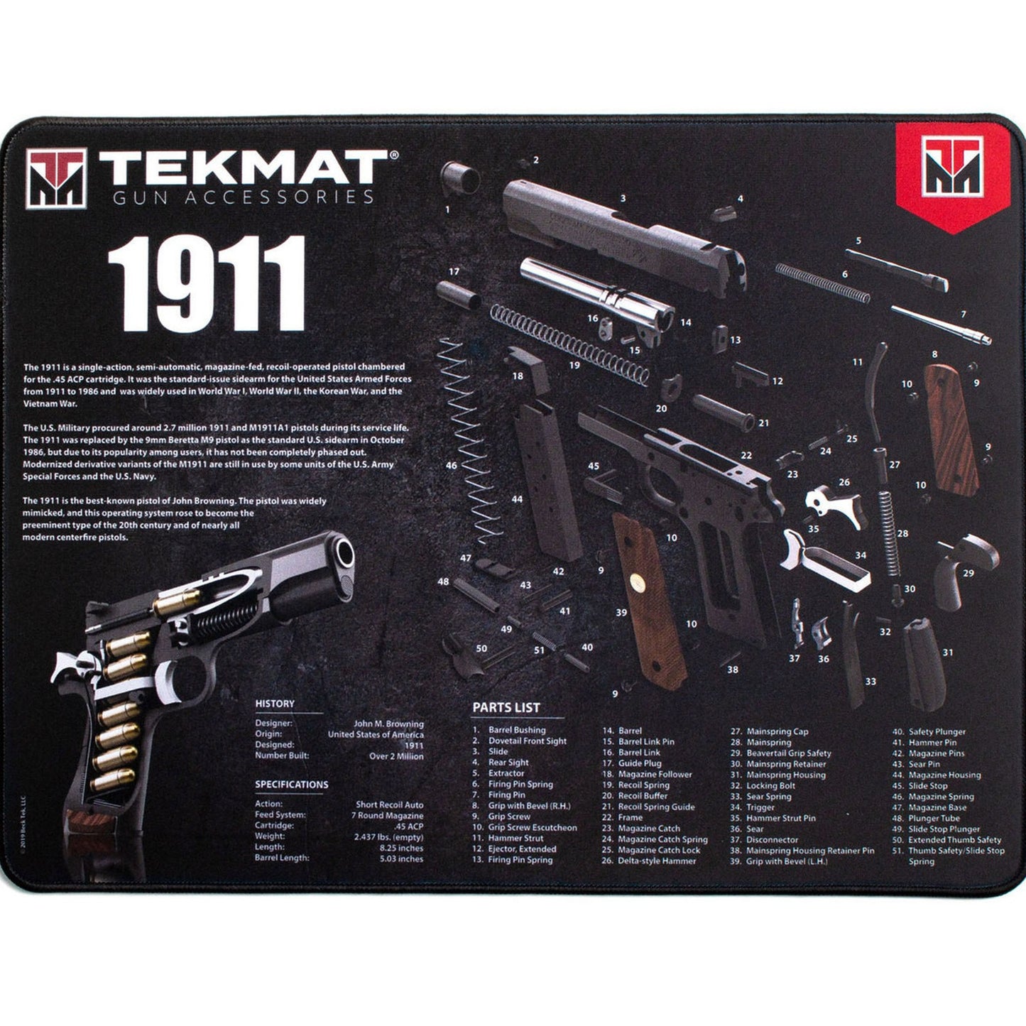 new TekMat Ultra Premium Gun Cleaning Mat - 20" X 15" - 1911 3D
