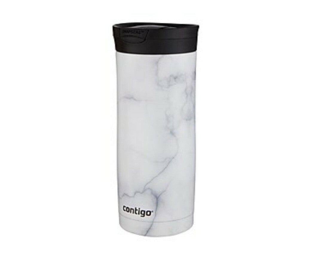 new Contigo Huron 16Oz White Marble Travel Mug Insulated Leak Proof Lid Stylish D...