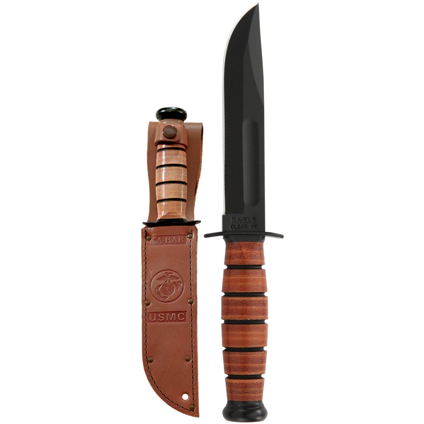 new KA-BAR 5.25" Fixed Blade USMC Short Knife Sheath - Brown