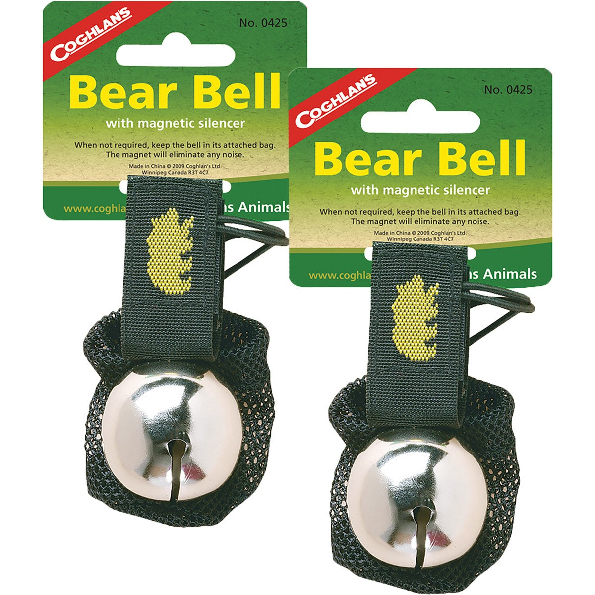new Coghlan's Bear Bell Magnetic Silencer & Carry Strap Safety (2 Pack), Silver