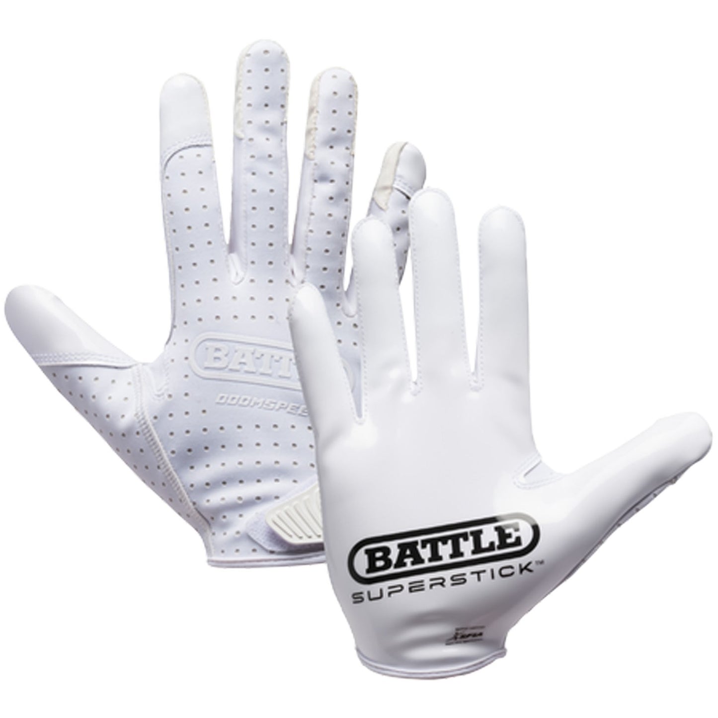 new Battle Sports Youth Doom Speed Receiver Football Glove - White