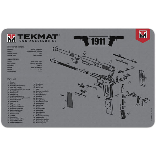 new TekMat  Gun Cleaning Mat - 17" X 11" - 1911 Gray