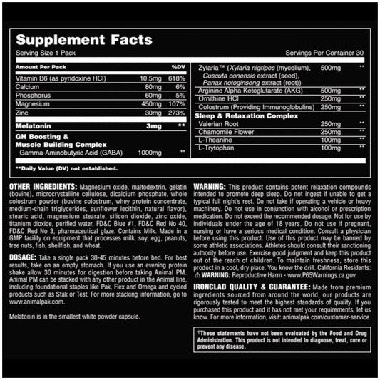 new Universal Nutrition Animal PM Sleep Support Supplement - 30 Servings