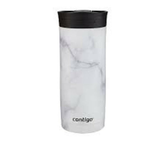 new Contigo Huron 16Oz White Marble Travel Mug Insulated Leak Proof Lid Stylish D...